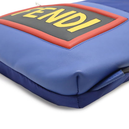 Fendi Logo Face Drawstring Backpack Nylon Leather Navy Blue Multicolor — view 3