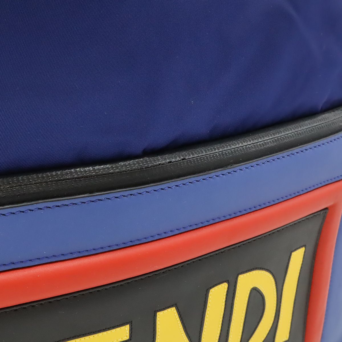 Fendi Logo Face Drawstring Backpack Nylon Leather Navy Blue Multicolor — view 9