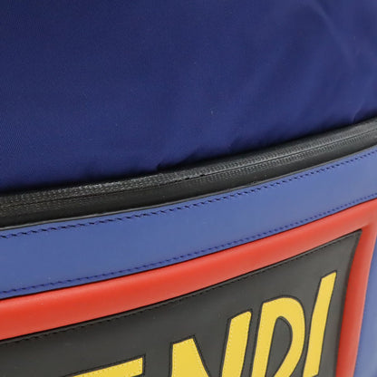 Fendi Logo Face Drawstring Backpack Nylon Leather Navy Blue Multicolor — view 9