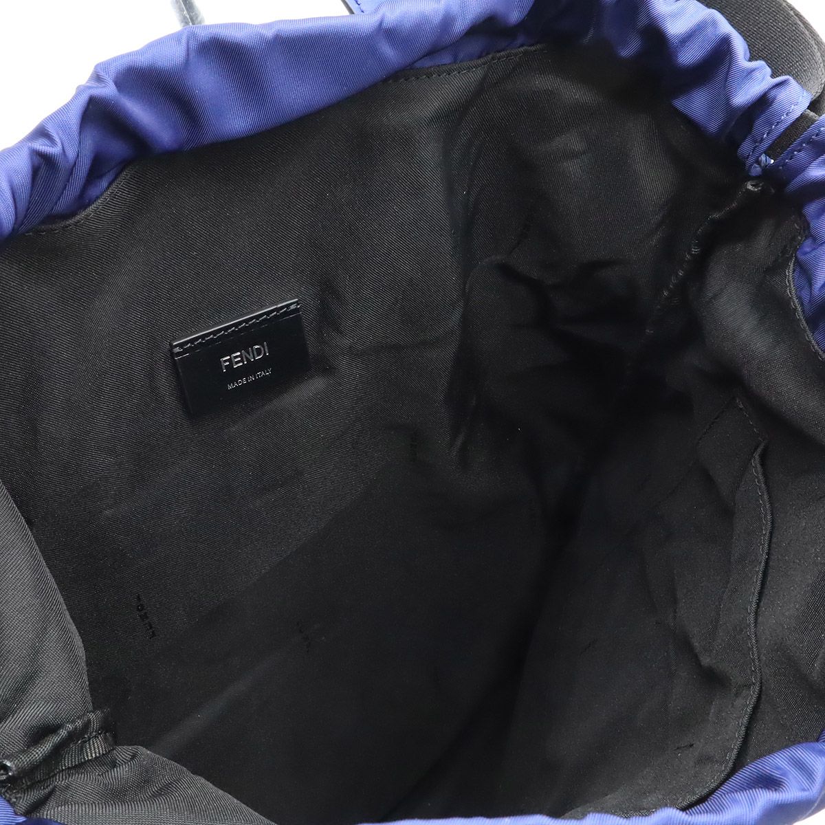 Fendi Logo Face Drawstring Backpack Nylon Leather Navy Blue Multicolor — view 7