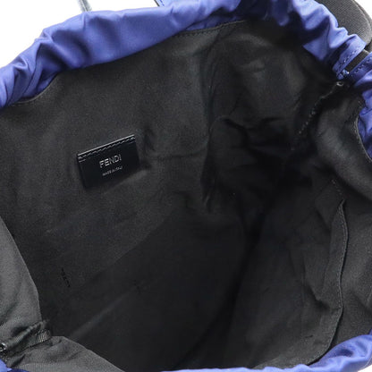 Fendi Logo Face Drawstring Backpack Nylon Leather Navy Blue Multicolor — view 7