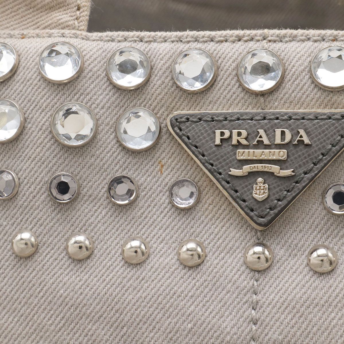 Prada Canapa Bijou Tote 2-Way Shoulder Bag Denim Nube Light Gray Overseas — view 5