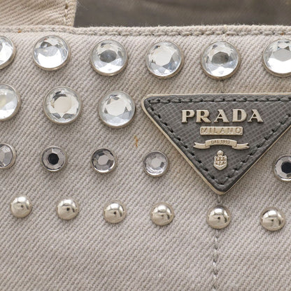 Prada Canapa Bijou Tote 2-Way Shoulder Bag Denim Nube Light Gray Overseas — view 5
