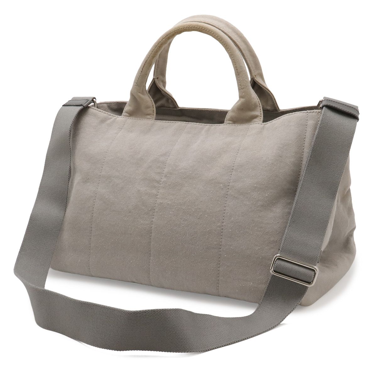 Prada Canapa Bijou Tote 2-Way Shoulder Bag Denim Nube Light Gray Overseas — view 2
