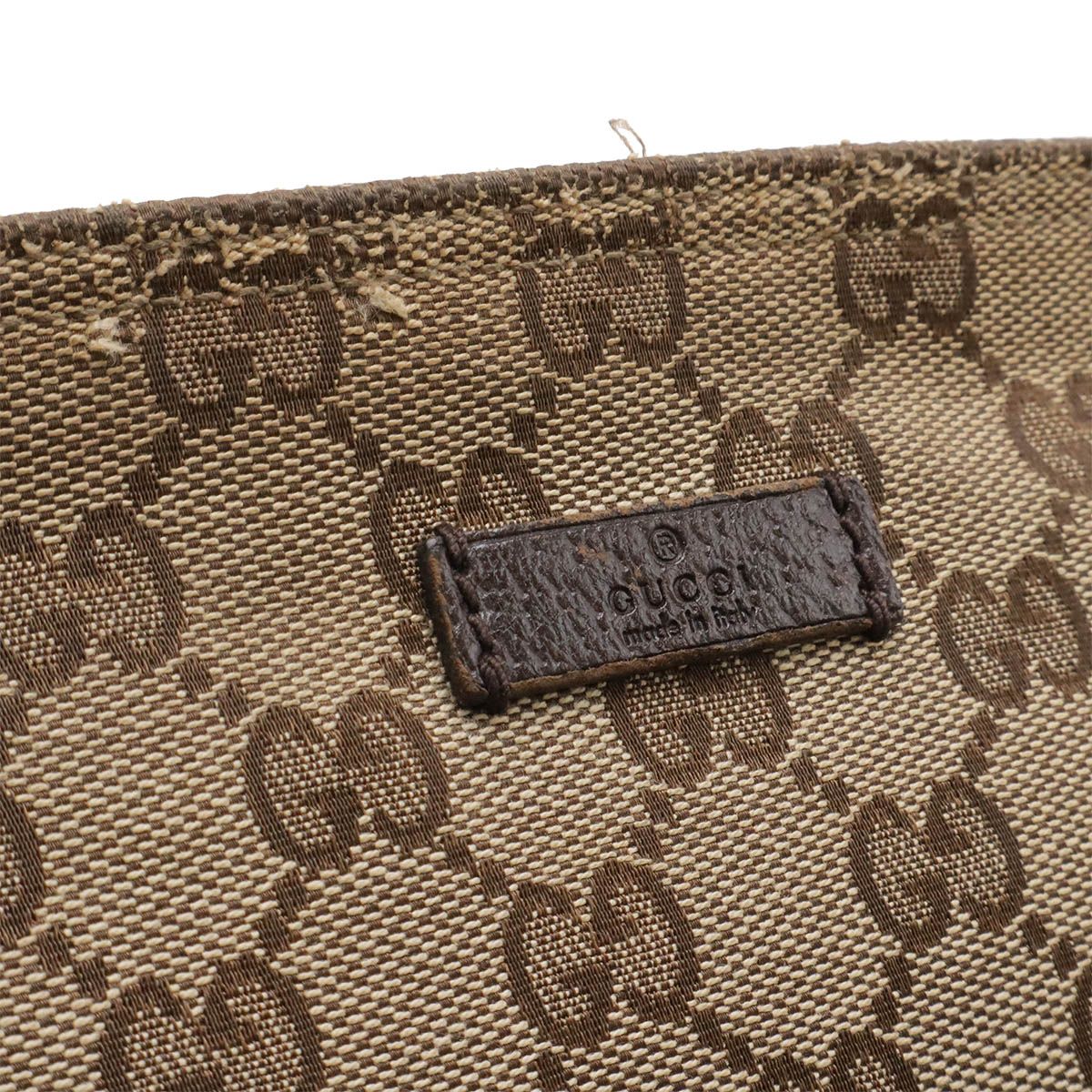 Gucci GG Canvas Sherry Line Shoulder Bag Crossbody Leather Khaki Beige Dark — view 4