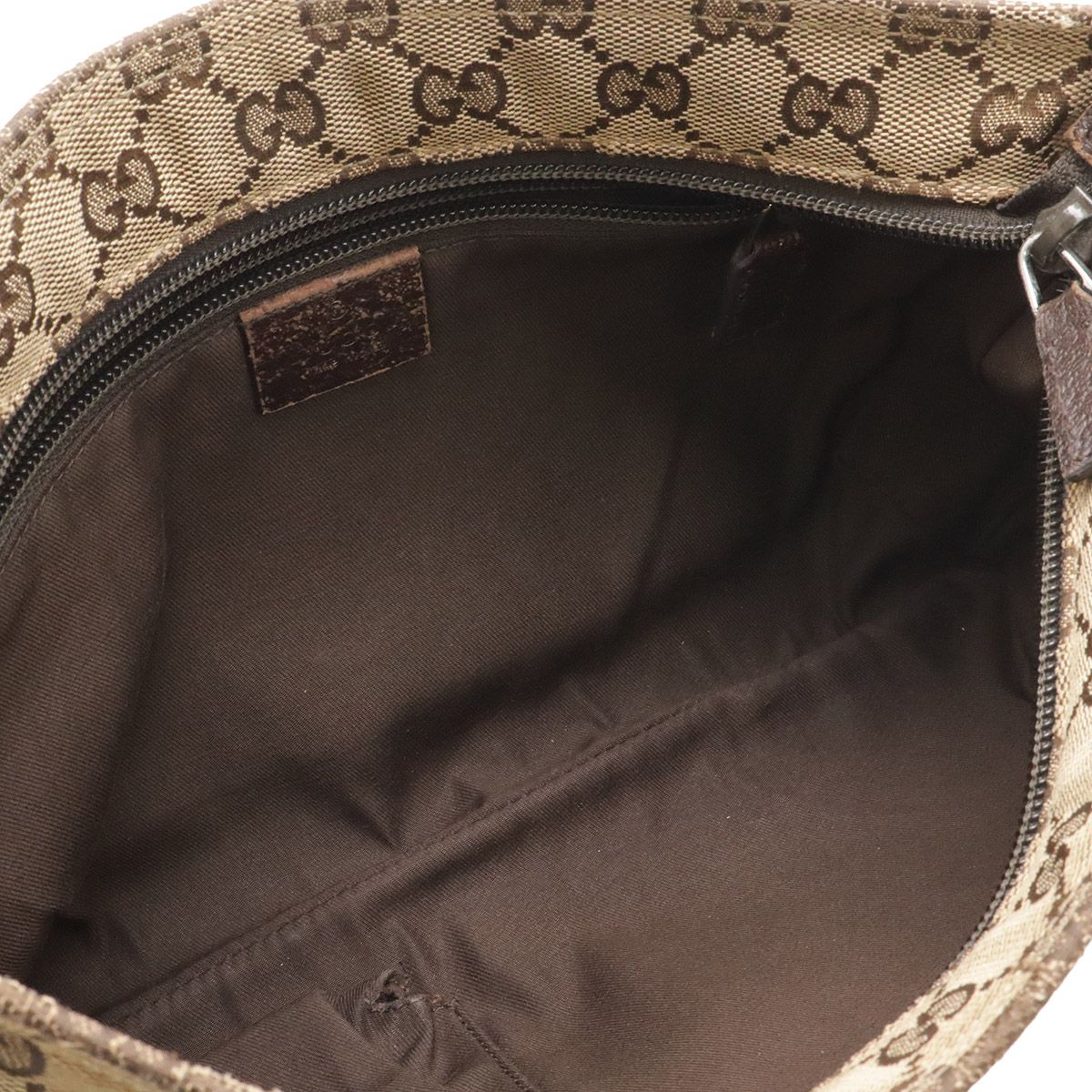 Gucci GG Canvas Sherry Line Shoulder Bag Crossbody Leather Khaki Beige Dark — view 6