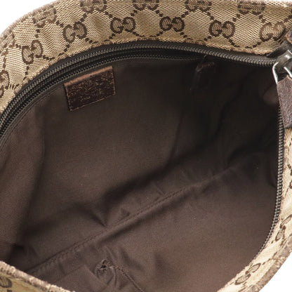 Gucci GG Canvas Sherry Line Shoulder Bag Crossbody Leather Khaki Beige Dark — view 6