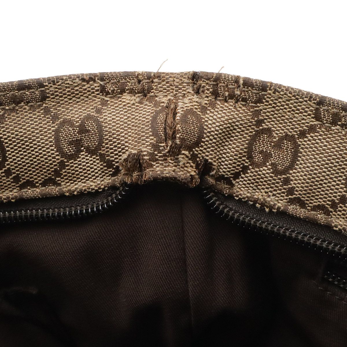 Gucci GG Canvas Sherry Line Shoulder Bag Crossbody Leather Khaki Beige Dark — view 8