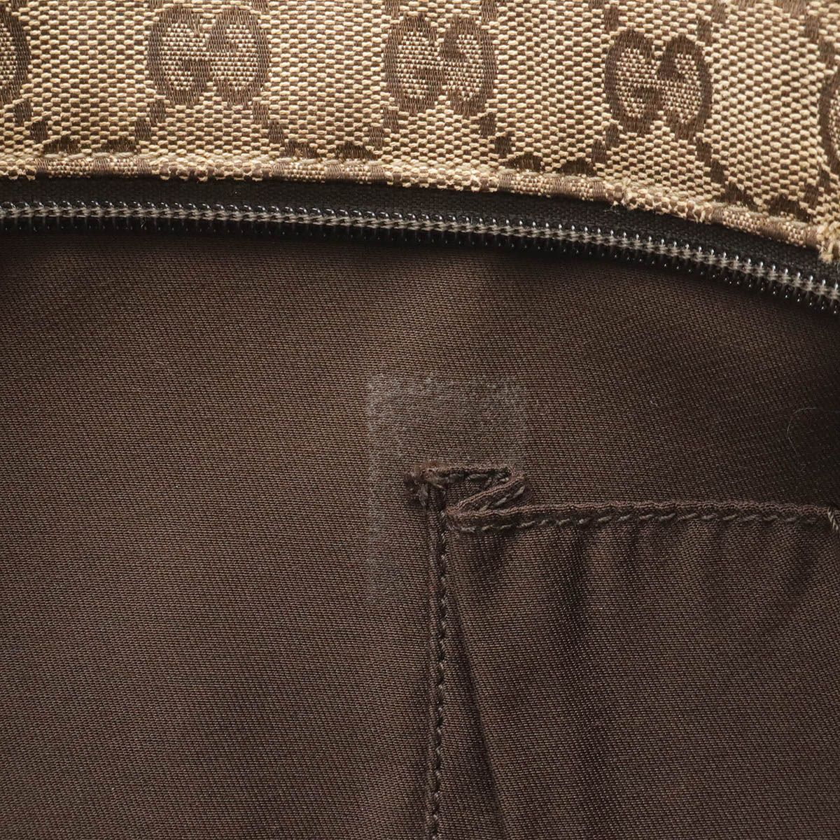 Gucci GG Canvas Sherry Line Shoulder Bag Crossbody Leather Khaki Beige Dark — view 7