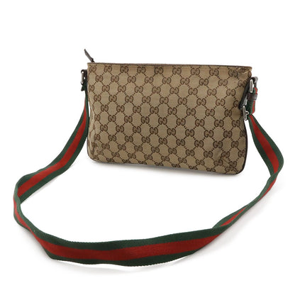 Gucci GG Canvas Sherry Line Shoulder Bag Crossbody Leather Khaki Beige Dark — view 2