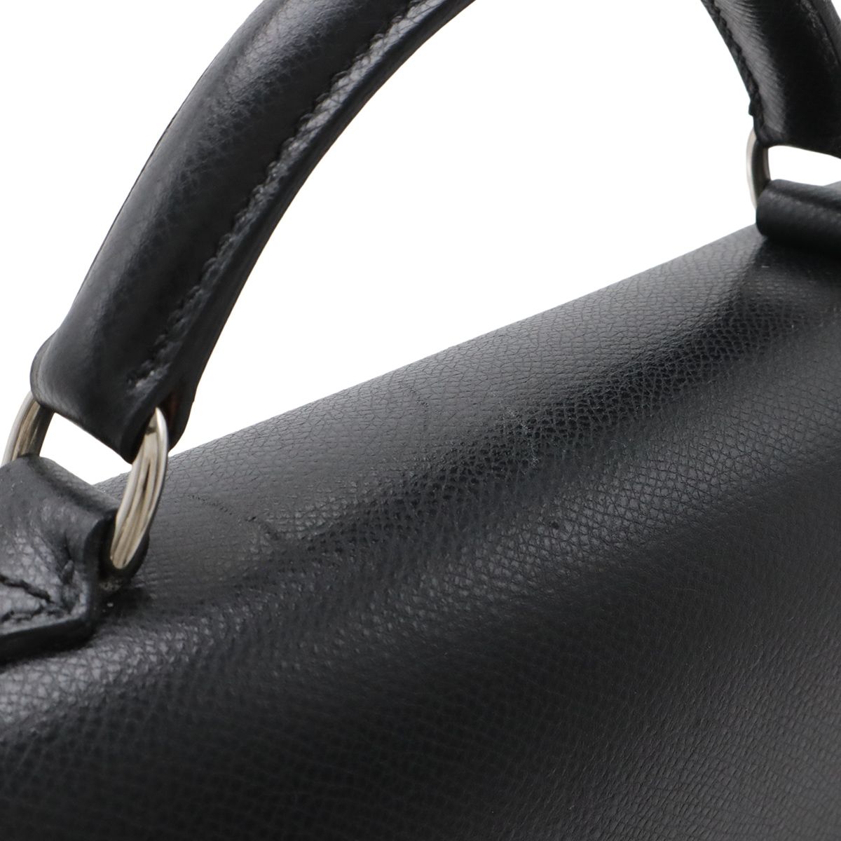 Hermes Terrill Business Briefcase Document Purse Leather Black Silver — view 5
