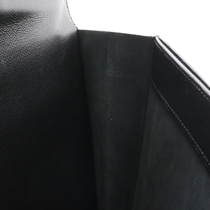 Hermes Terrill Business Briefcase Document Purse Leather Black Silver — view 7