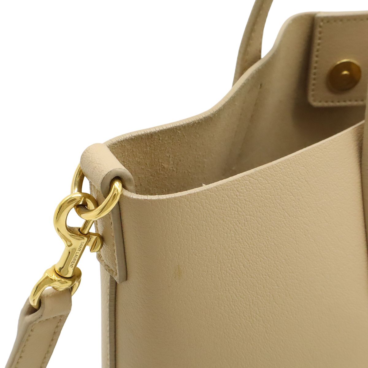 Saint Laurent Paris YSL Yves Toy Shopping Tote 2-Way Shoulder Leather Beige — view 5