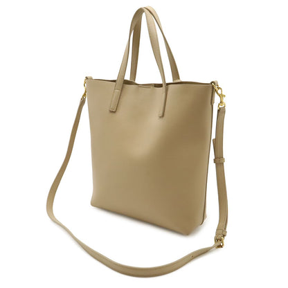 Saint Laurent Paris YSL Yves Toy Shopping Tote 2-Way Shoulder Leather Beige — view 2