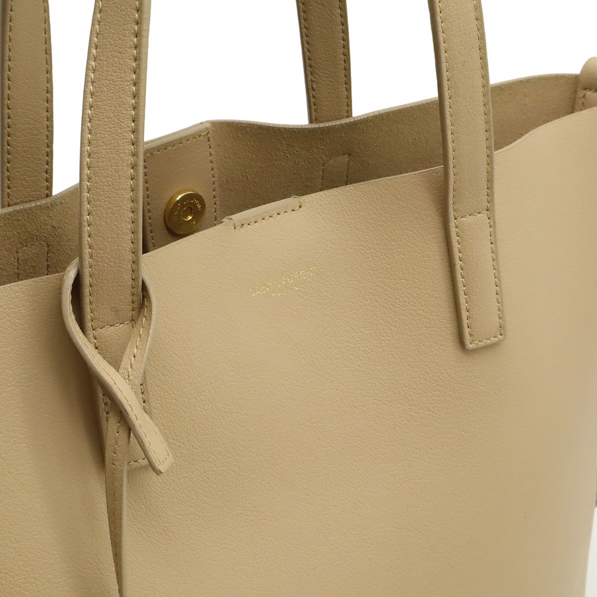 Saint Laurent Paris YSL Yves Toy Shopping Tote 2-Way Shoulder Leather Beige — view 8
