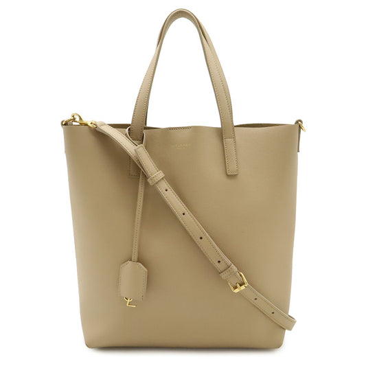 Saint Laurent Paris YSL Yves Toy Shopping Tote 2-Way Shoulder Leather Beige