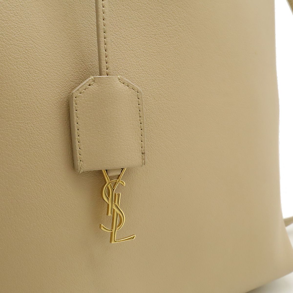 Saint Laurent Paris YSL Yves Toy Shopping Tote 2-Way Shoulder Leather Beige — view 9
