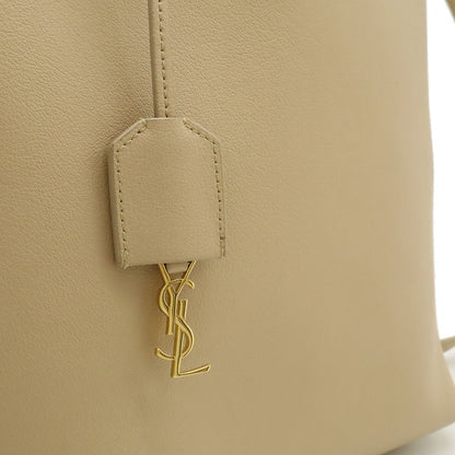 Saint Laurent Paris YSL Yves Toy Shopping Tote 2-Way Shoulder Leather Beige — view 9