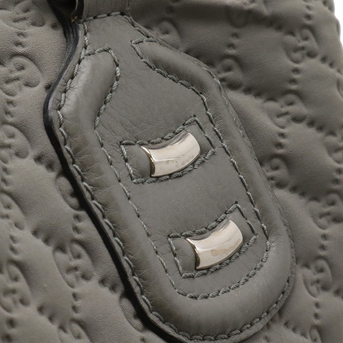 Gucci GG Neoprene Tote Shoulder Bag Nylon Leather Light Gray — view 5