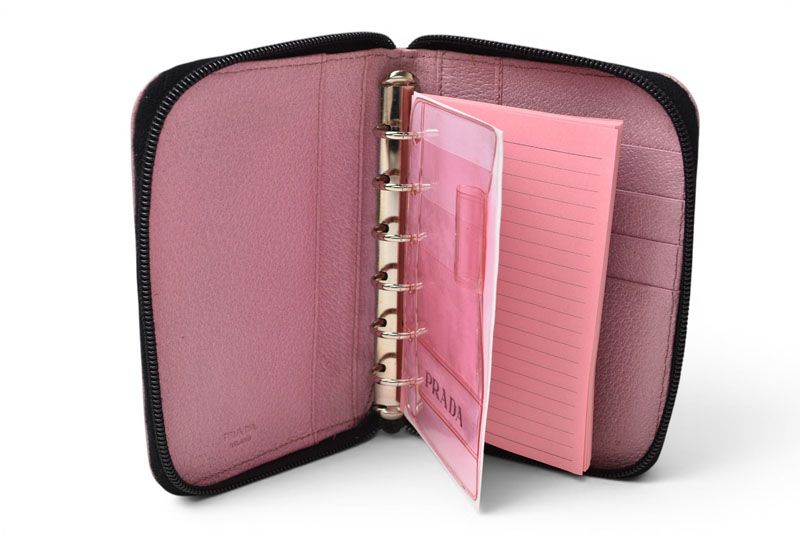 Prada System Notebook Cover Zip Around Leather Pink Bible Agenda — view 7
