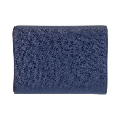 Prada Saffiano Fiocco Ribbon Navy Gold Leather Fold Wallet Compact — view 2