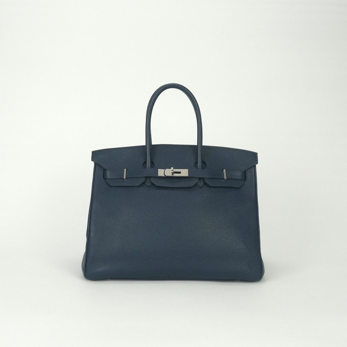 Hermes Birkin 35 Tote Togo Blue de Malte Navy Silver