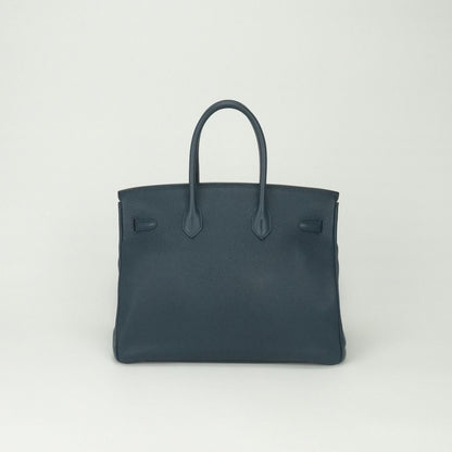Hermes Birkin 35 Tote Togo Blue de Malte Navy Silver — view 3