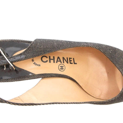 Chanel Mules Pointed Toe Pin Heels 37 Black — view 7