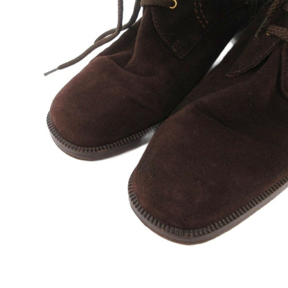 Fendi Long Boots Suede Lace Up 36 Brown — view 3