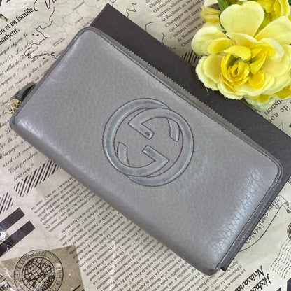 Gucci Wallet Interlocking GG Marmont Leather Gray Ju — view 2