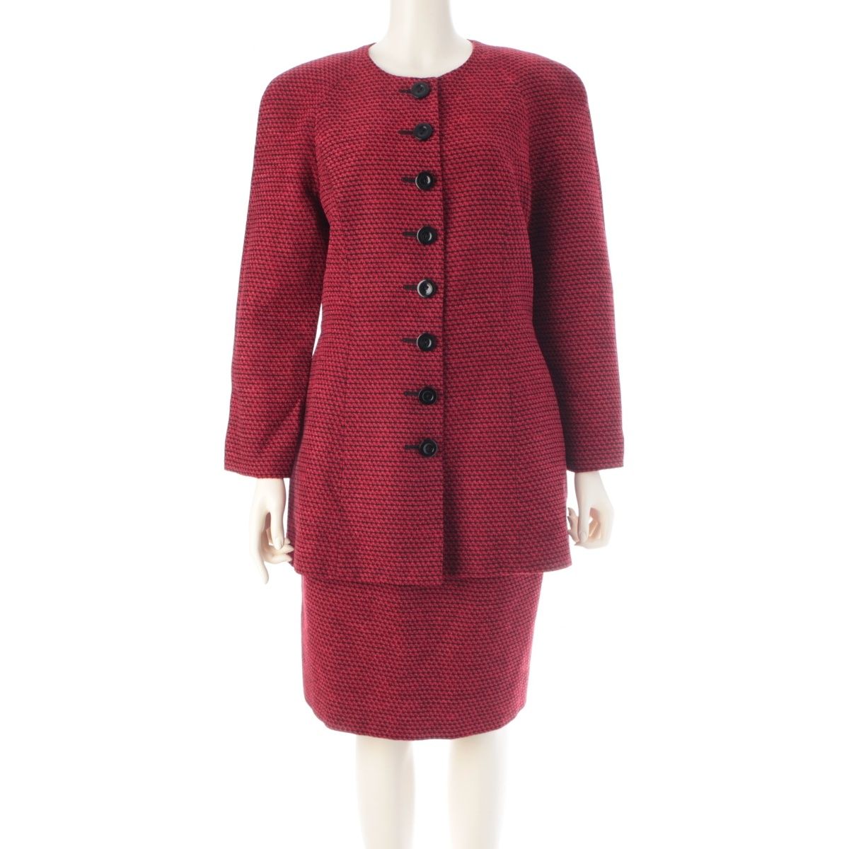 Dior Wool Vintage Jacket Skirt Set Red 13