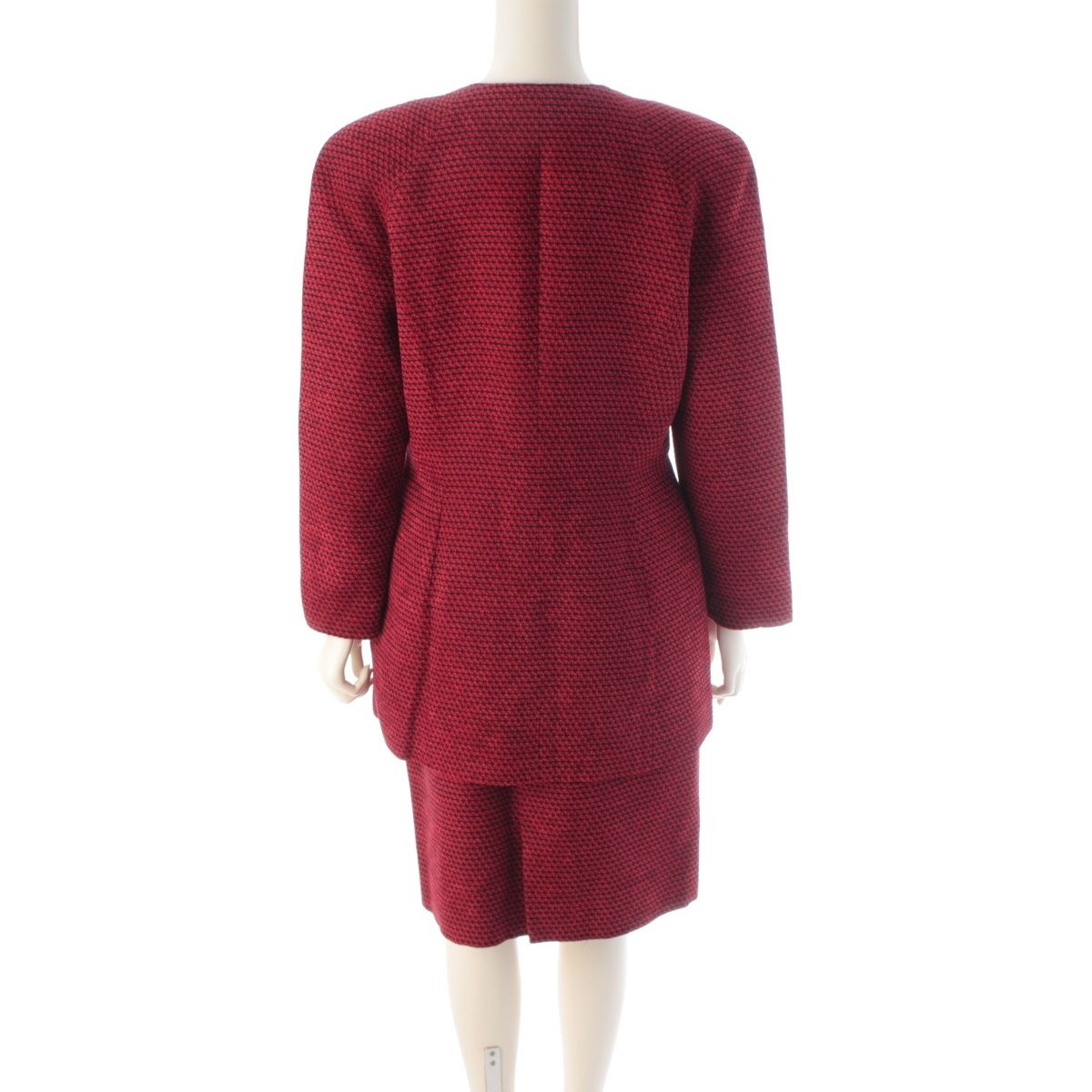 Dior Wool Vintage Jacket Skirt Set Red 13 — view 4