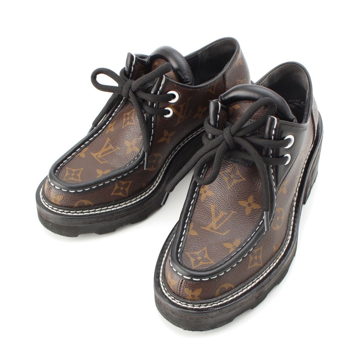 Louis Vuitton LV Boble Monogram Derby Tyrolean Shoes Brown