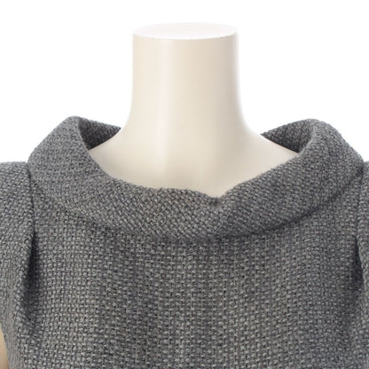 Chanel Wool Cotton Sleeve Griboa Button Dress Gray 36 — view 5