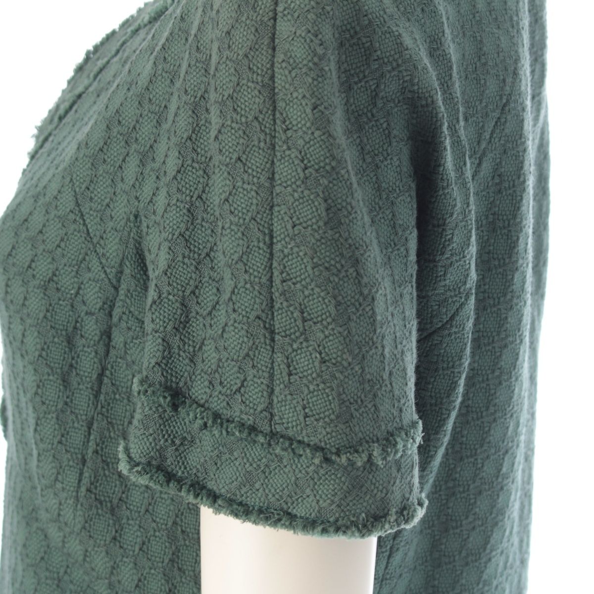 Chanel Cotton Silk Half Sleeve Mini Dress Green 38 — view 7