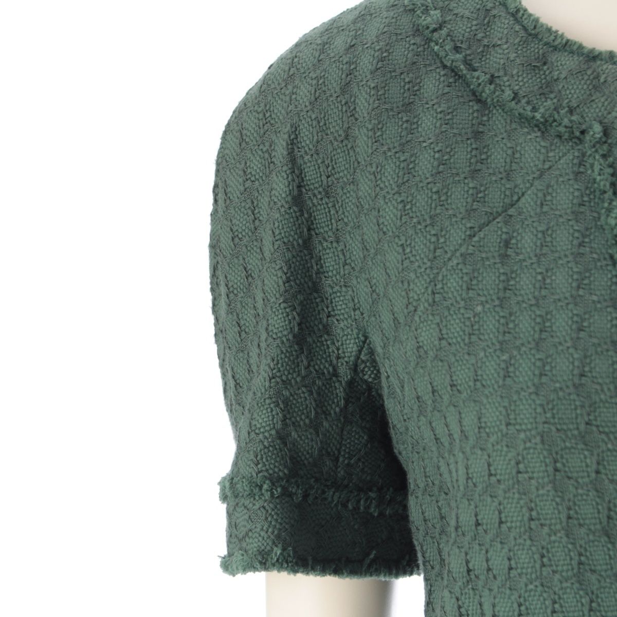 Chanel Cotton Silk Half Sleeve Mini Dress Green 38 — view 6