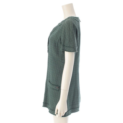 Chanel Cotton Silk Half Sleeve Mini Dress Green 38 — view 3