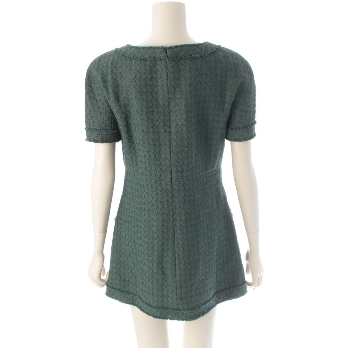 Chanel Cotton Silk Half Sleeve Mini Dress Green 38 — view 4