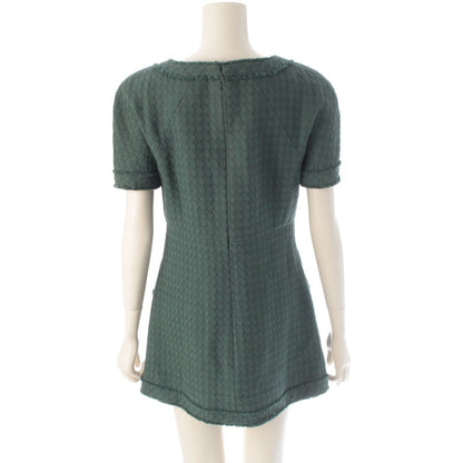 Chanel Cotton Silk Half Sleeve Mini Dress Green 38 — view 4