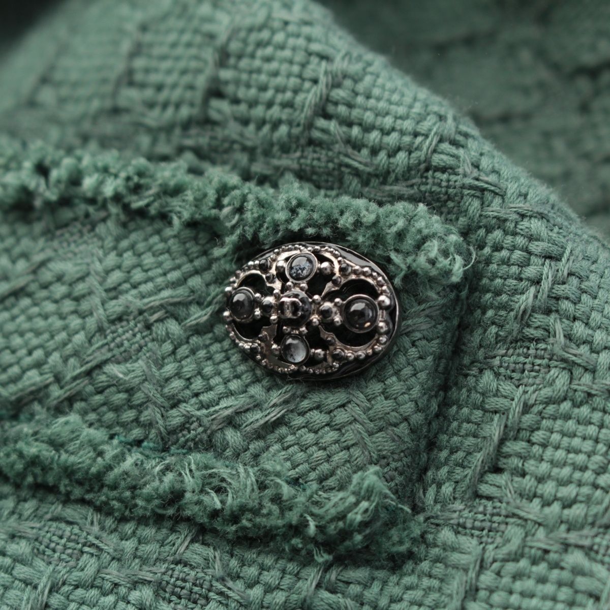 Chanel Cotton Silk Half Sleeve Mini Dress Green 38 — view 8