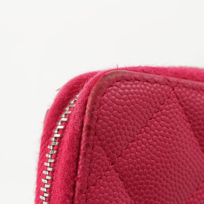 Chanel Caviar Leather CC Logo Zip Around Card Case Coin Pink — view 9