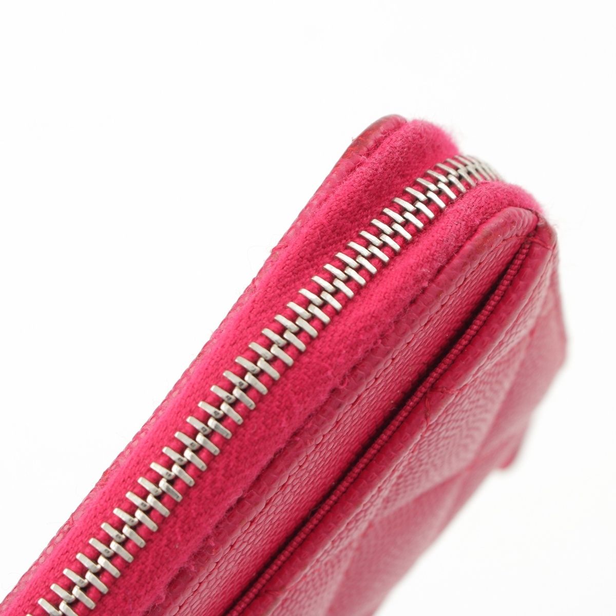 Chanel Caviar Leather CC Logo Zip Around Card Case Coin Pink — view 8