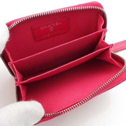 Chanel Caviar Leather CC Logo Zip Around Card Case Coin Pink — view 4