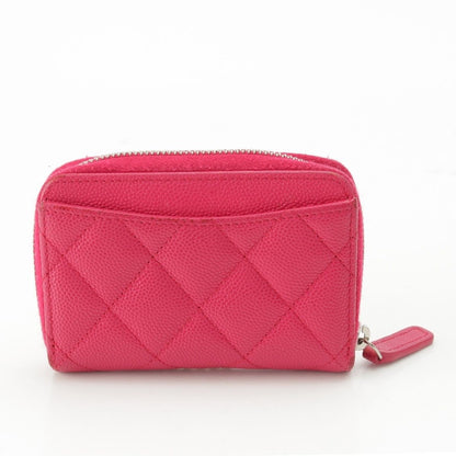Chanel Caviar Leather CC Logo Zip Around Card Case Coin Pink — view 2