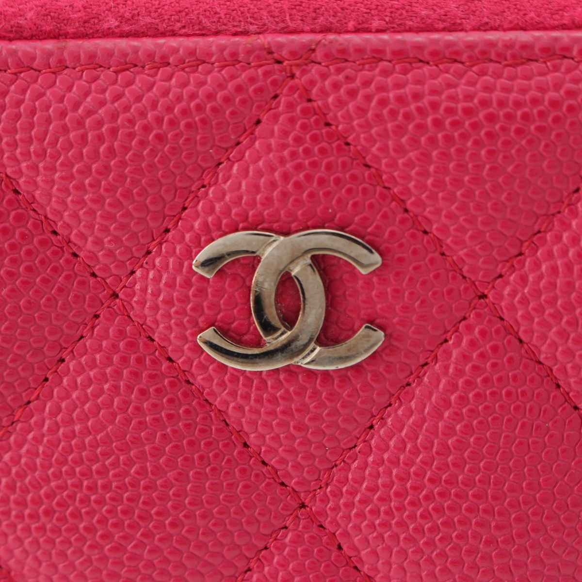 Chanel Caviar Leather CC Logo Zip Around Card Case Coin Pink — view 6