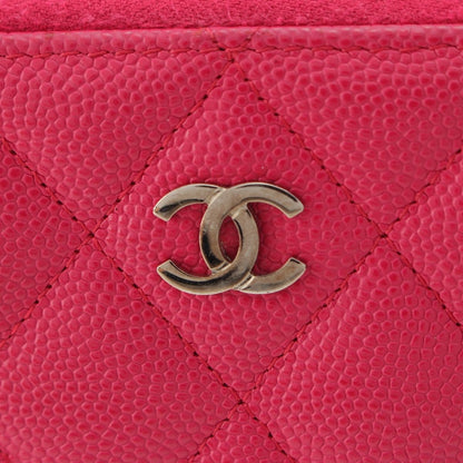 Chanel Caviar Leather CC Logo Zip Around Card Case Coin Pink — view 6