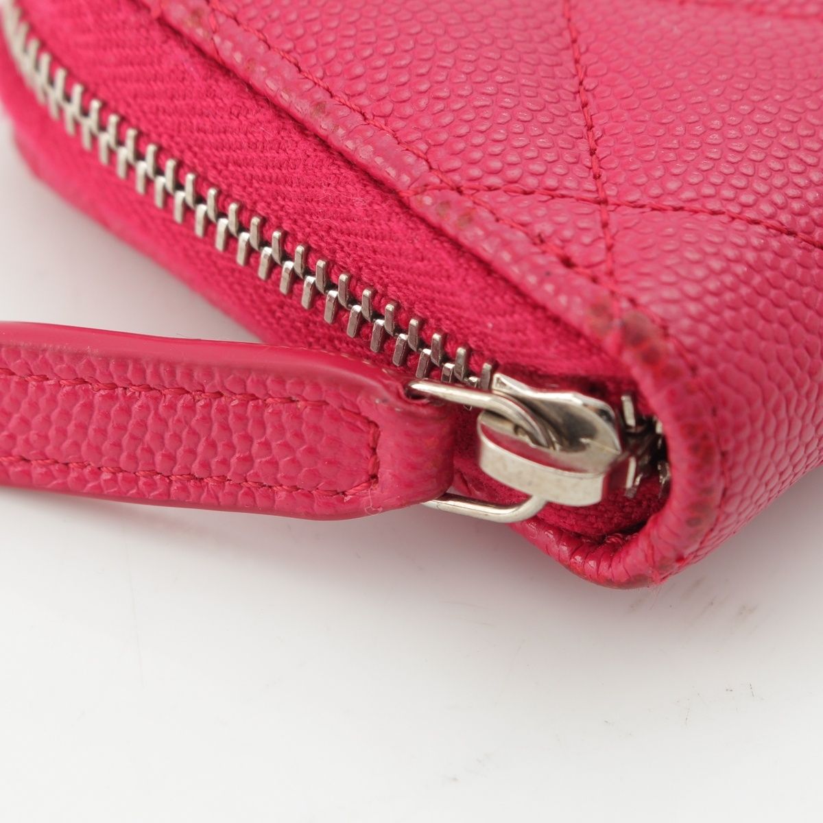 Chanel Caviar Leather CC Logo Zip Around Card Case Coin Pink — view 7