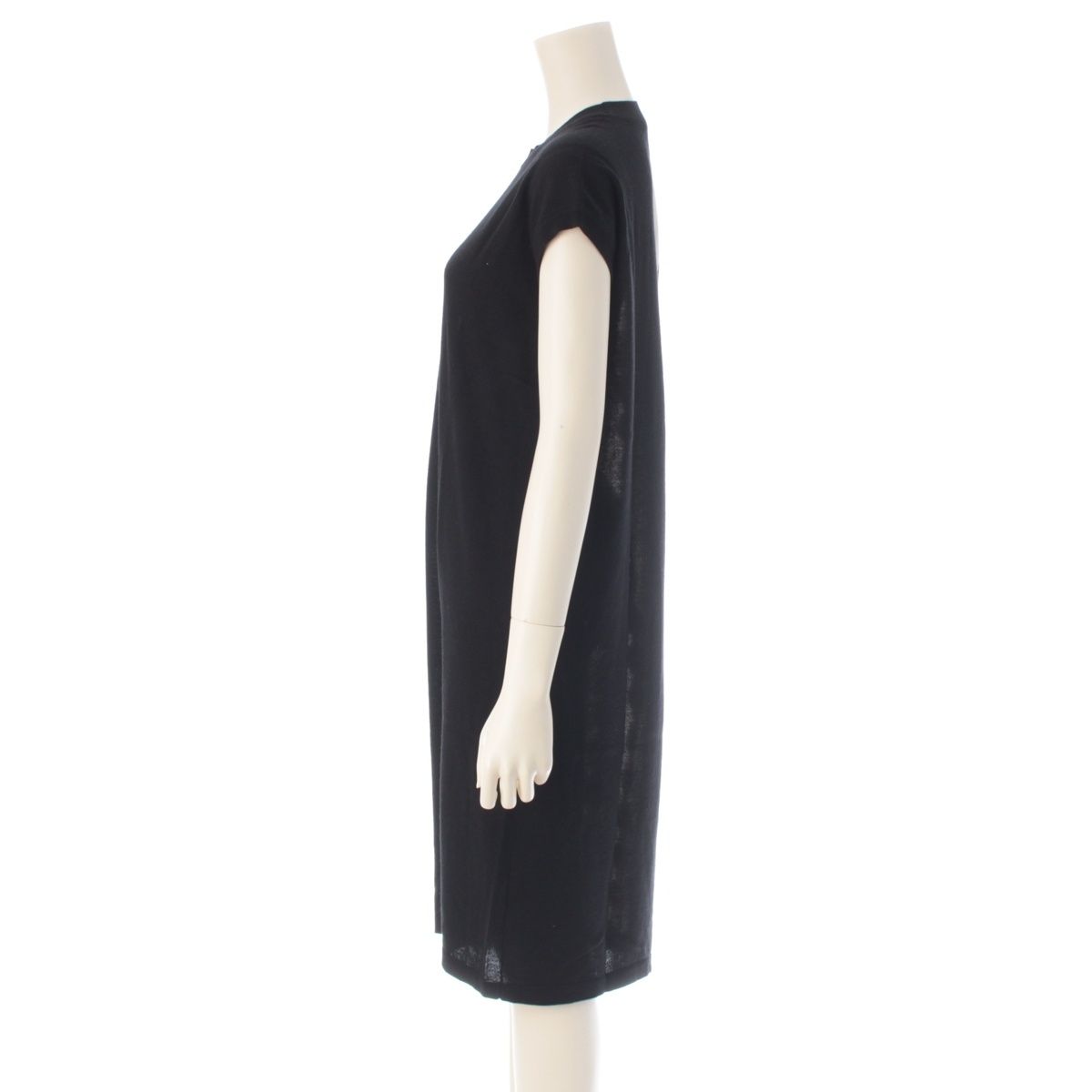 Hermes Cashmere Silk Chaine D'ancre Bicolor Sleeveless Dress Black White 40 — view 3