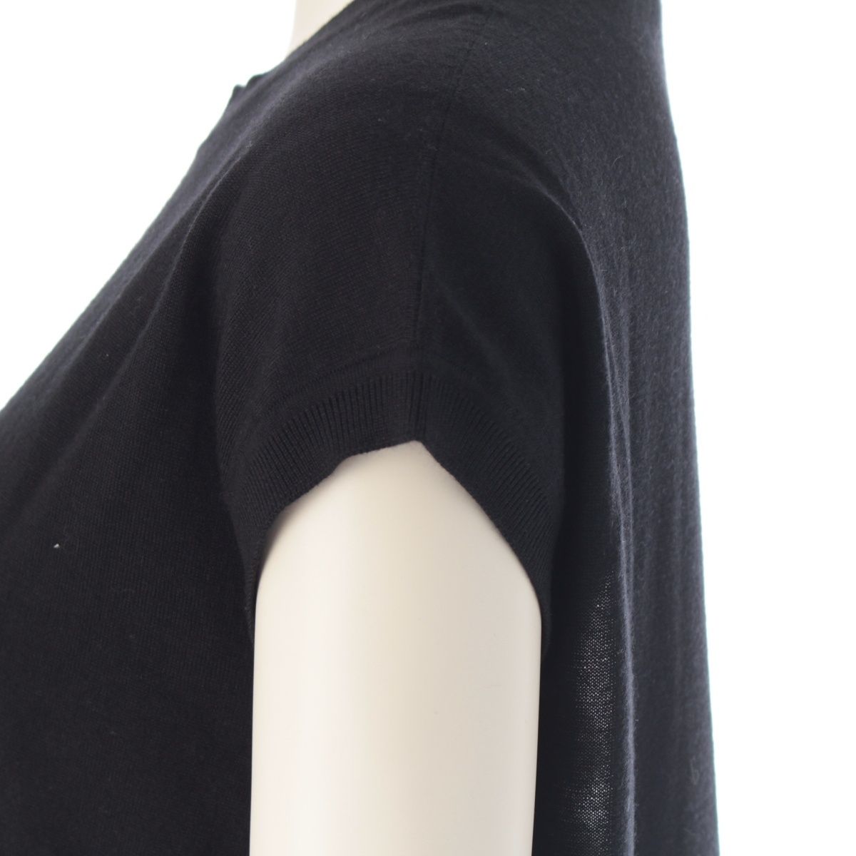 Hermes Cashmere Silk Chaine D'ancre Bicolor Sleeveless Dress Black White 40 — view 7
