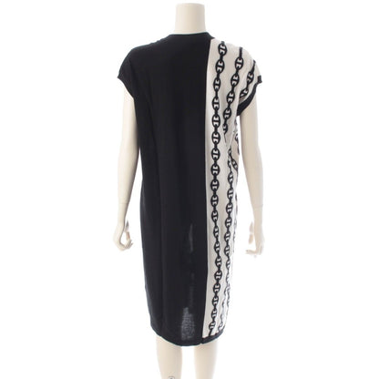 Hermes Cashmere Silk Chaine D'ancre Bicolor Sleeveless Dress Black White 40 — view 4